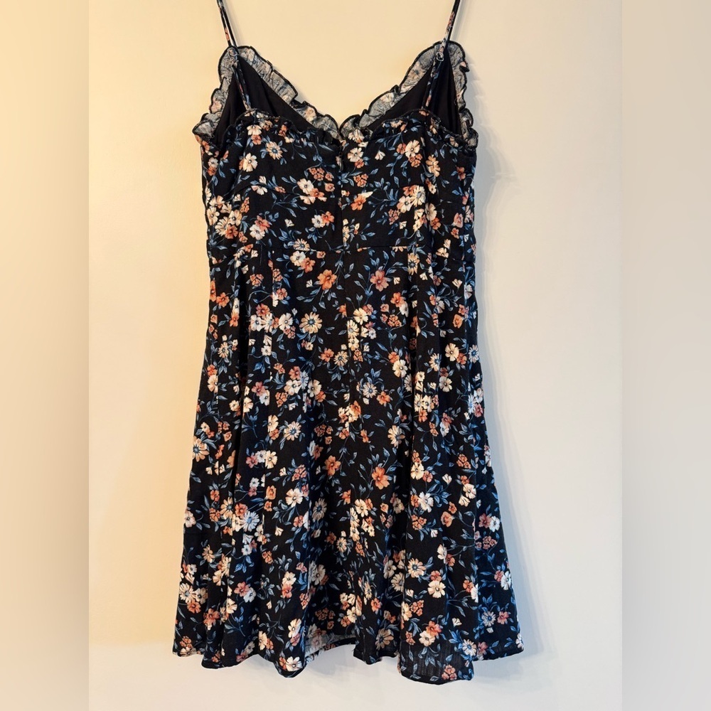 Lulus Flourishing Love Black Floral Print Button-up Mini Dress - Size XS - Picture 4 of 9